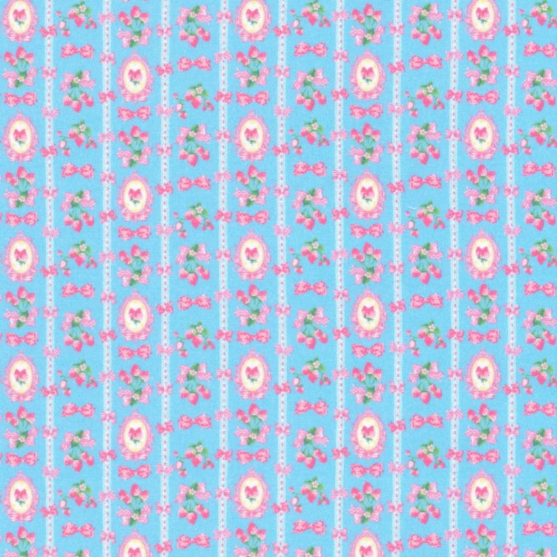 ストロベリーレース ミニカットクロス　水色　 ドール用 シーチング