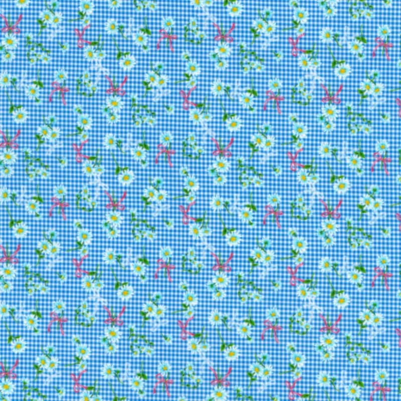 マーガレットチェック ミニカットクロス　ブルー　 ドール用 シーチング