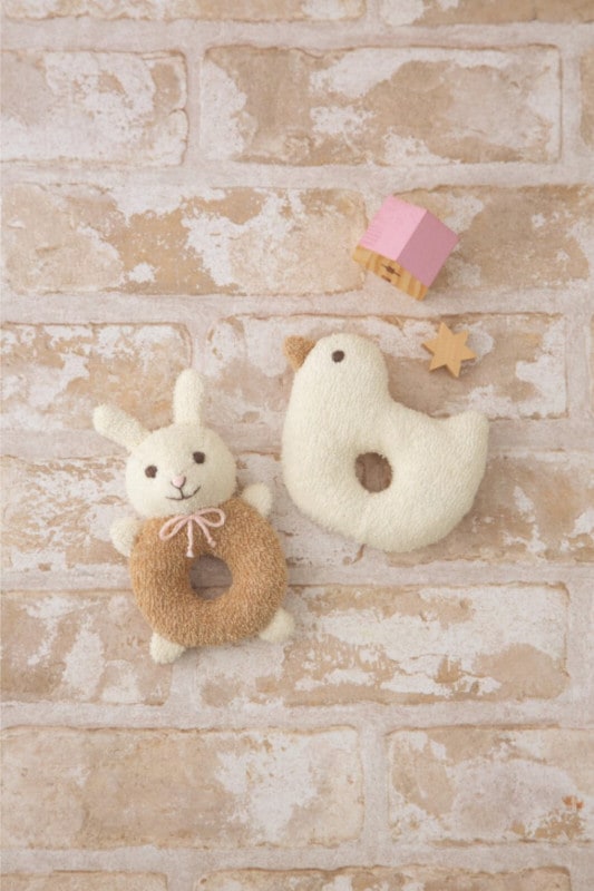 がらがら　うさぎとことり【日本製】【ソーイング】【手作りキット】【オーガニックコットン】