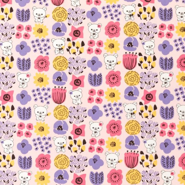 生地 キッピス×コリラックマ ケサクー/6月 ピンク カットクロス 布