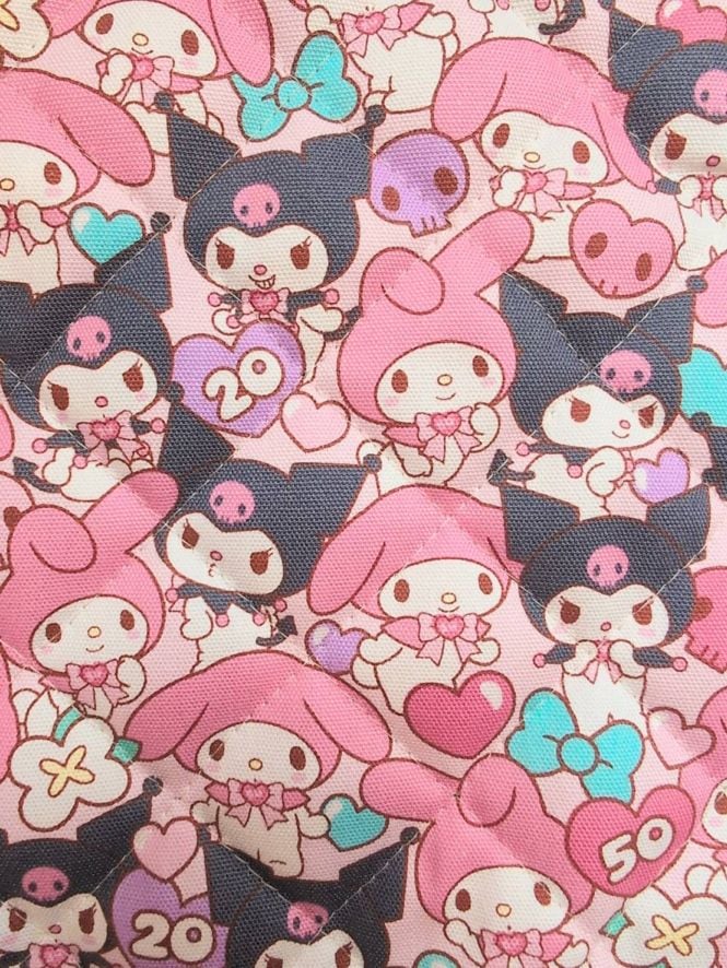 サンリオ50周年 マイメロディ & クロミ キルティング生地 ピンク｜入園