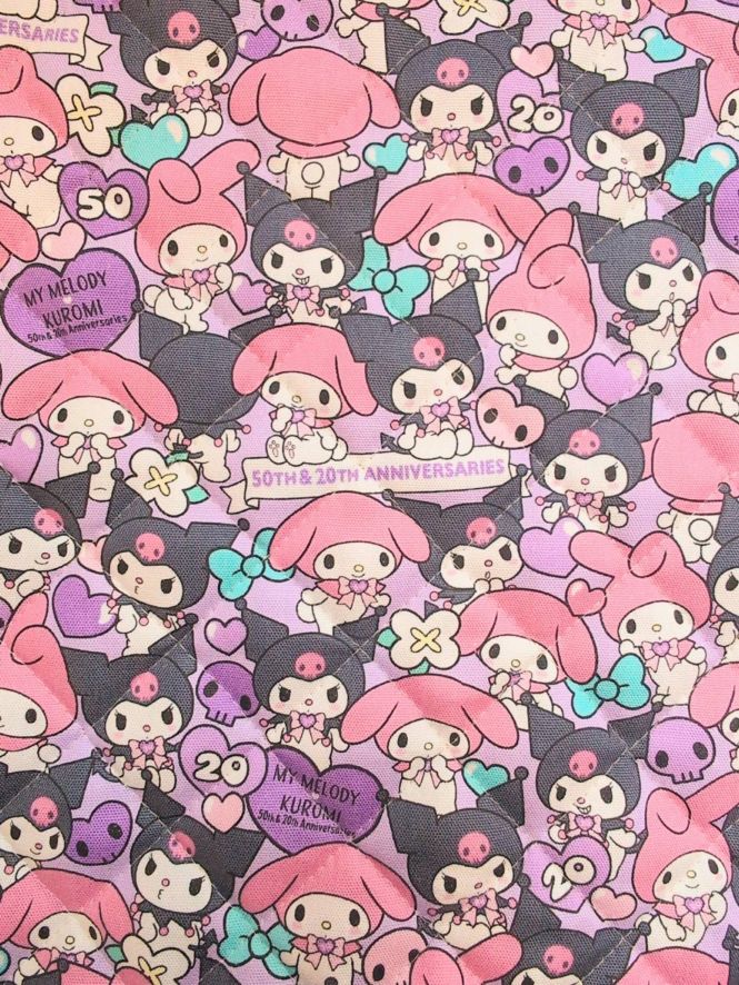 激レア！希少！サンリオ クロミ マイメロ キルティング 生地 レトロ サンリオ50周年 マイメロディ クロミ キルティング生地 パープル