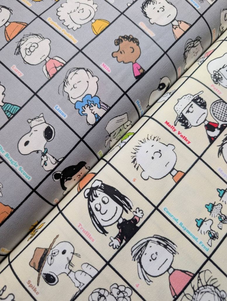 スヌーピー 生地｜ピーナッツ75周年 オールスター柄 オックス｜PEANUTS