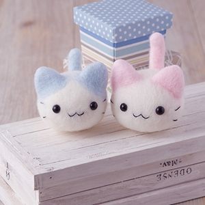 羊毛フェルトキット　ハマナカ アクレーヌまるころシリーズ パステルにゃんころ