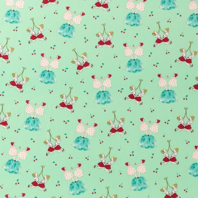 生地　Kurahashi Rei　さくらんぼ　カットクロス　布　くらはしれい　人気イラストレーター　絵本作家　仓桥伶衣　50cmカット　バッグ作りに　インテリア小物作りに