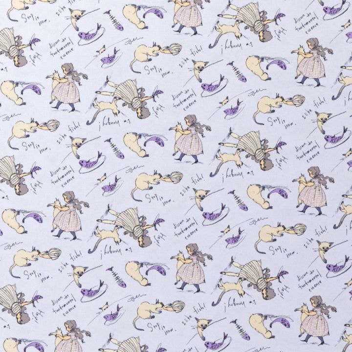 生地　Kurahashi Rei　シャム猫　カットクロス　布　くらはしれい　人気イラストレーター　絵本作家　仓桥伶衣　50cmカット　バッグ作りに　インテリア小物作りに