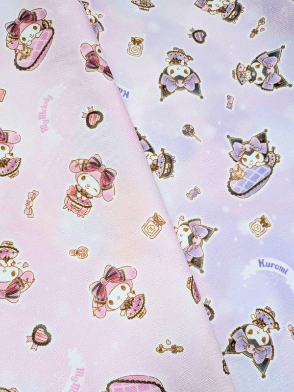 サンリオ クロミ クロミ　生地 ドリーム柄 オックス パープル 日本製｜110cm幅 キャラクター布 入園入学 レッスンバッグ 巾着 ハンドメイド