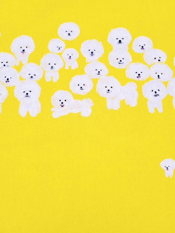 コトリヌノ モフモフビションズ【kotorinuno Bichons】綿麻キャンバス生地  イエロー