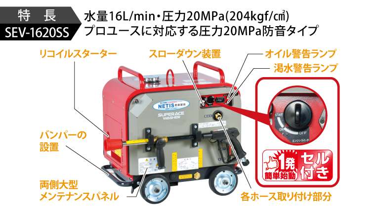 スーパー工業 高圧洗浄機 エンジン 防音型 SEV-1620SS