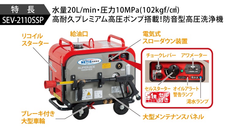 スーパー工業 高圧洗浄機 エンジン 防音型 SEV-2110SSP