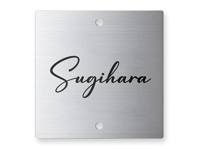 表札 門柱用 SIS-S-SC2 （105mm角／ステンレス／筆記体セレクト）上下2穴タイプ W105×H105mm