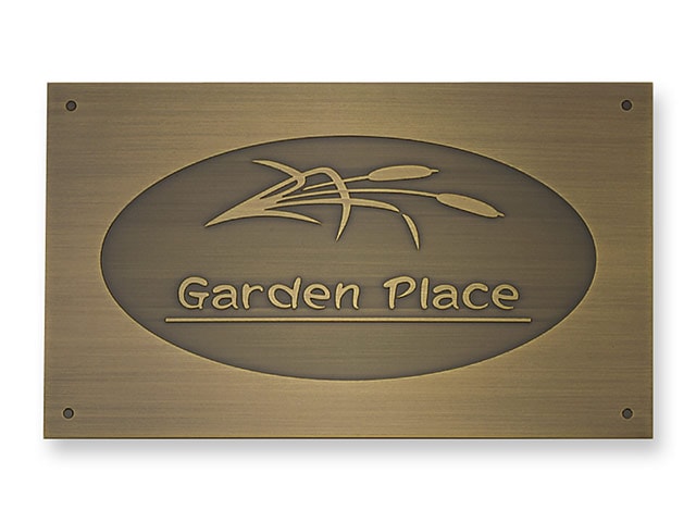 看板 銘板 (会社・オフィス・事務所・店舗・マンション・アパート等) EPM-I-4 エッチング銘板 W300×H180mm