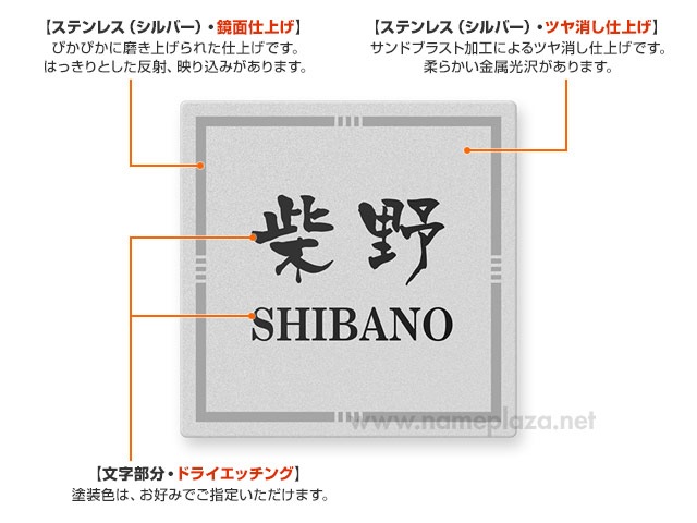 表札 門柱用 SIS-FBDS-N40 （105mm角／上下ネジ留めの取付金具