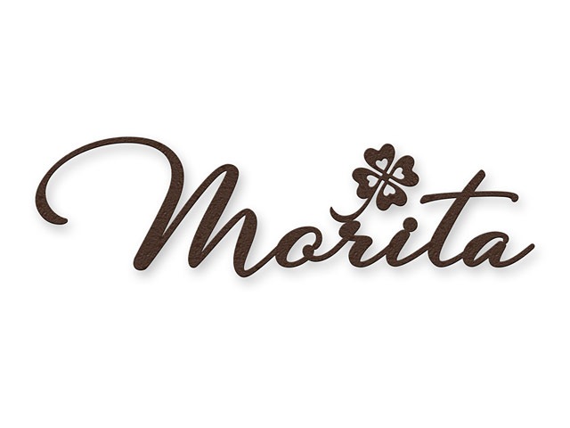 表札 KMIR-DB-N14（アイアン調表札／筆記体＋クローバーデザイン）KM