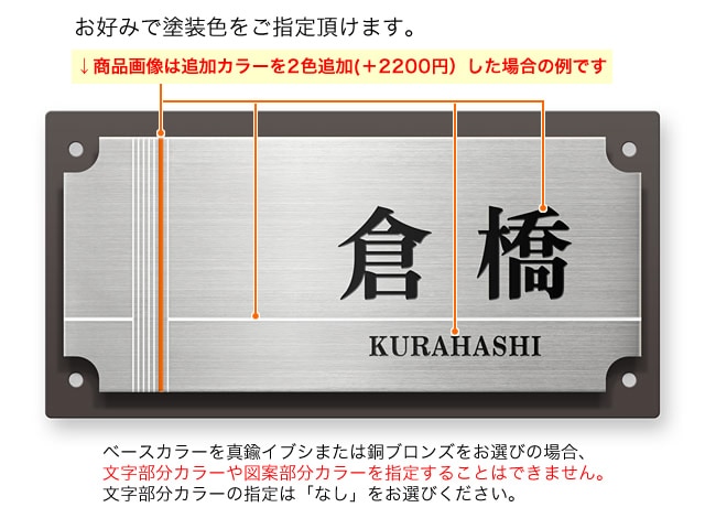 表札 門柱用 SIF-サイン5-SF-N4 （アルディ門柱など用／コゲ茶＋ステンの2層式） 4穴タイプ W200×H100mm