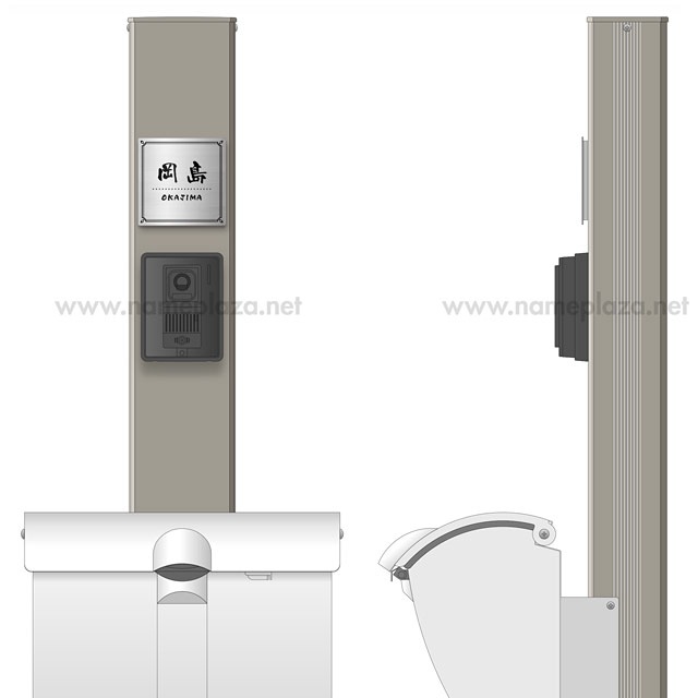 表札 門柱用 SIS-SF-N1 （105mm角／上下ネジ留めの取付金具付き