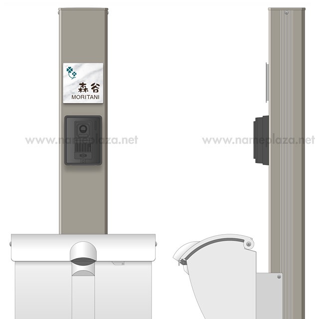 表札 門柱用 SIS-R2-N38 （105mm角／上下ネジ留めの取付金具付き／アルミ化粧板・白大理石調） W105×H105mm