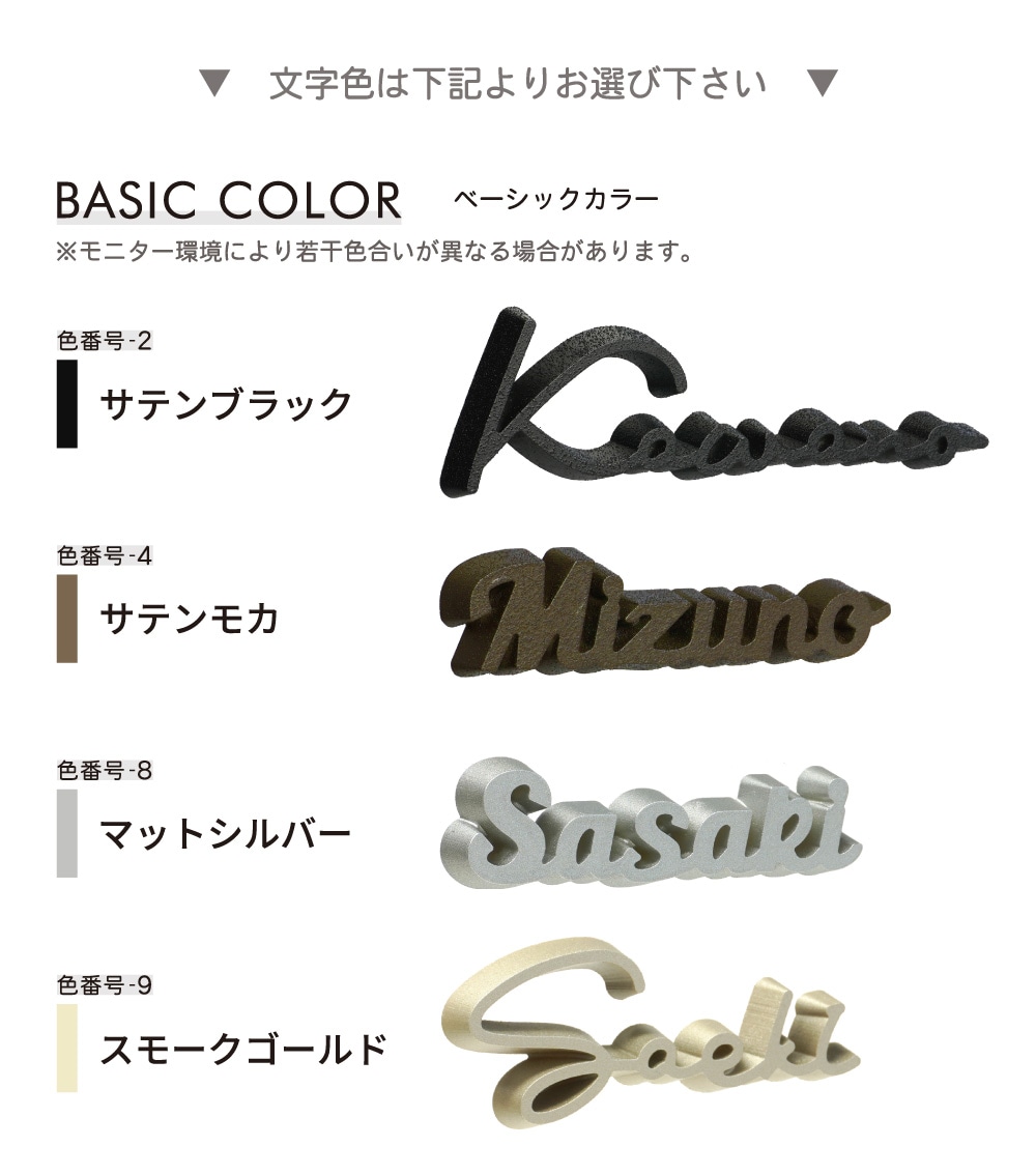 表札 レイリS 3D文字 両面テープ 簡単取付 WRIS | 切文字＆アイアン調