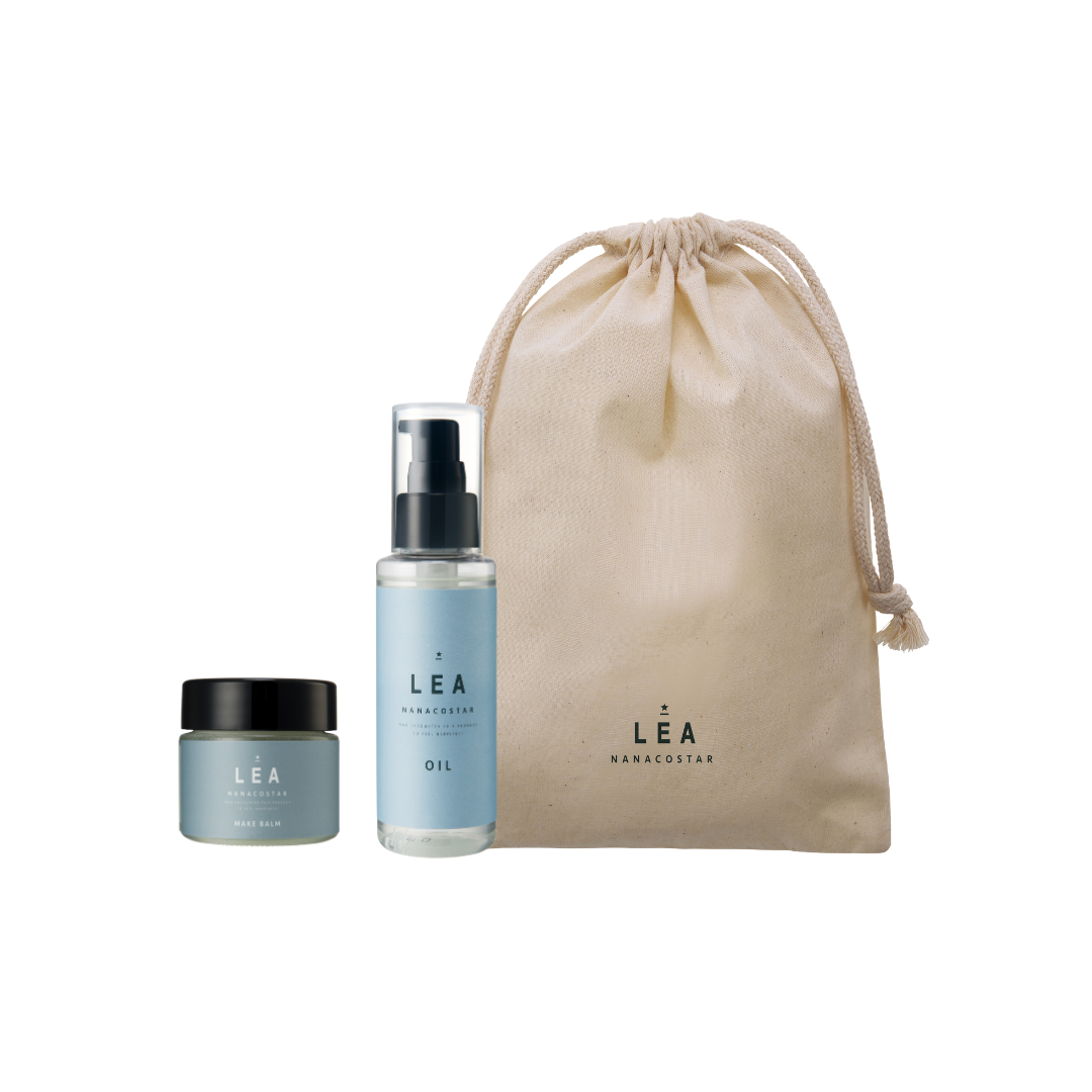 LEA ヘアオイル&メイクバーム コットン巾着セット