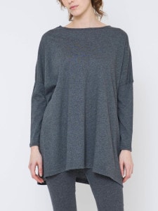 ファインニットワイドトップス　チャコールグレー