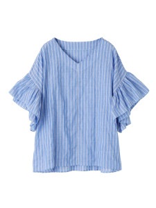 【残りわずか】ユーカリストライプローズマリーVトップス