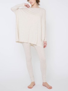 ファインニットワイドトップス＆レギンスセット ライトグレー