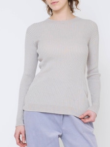 【1月下旬お届け予定】【シリーズ商品2点以上で10%OFF】新色｜コットンエアリーリブクルーネックトップス　ライトグレー