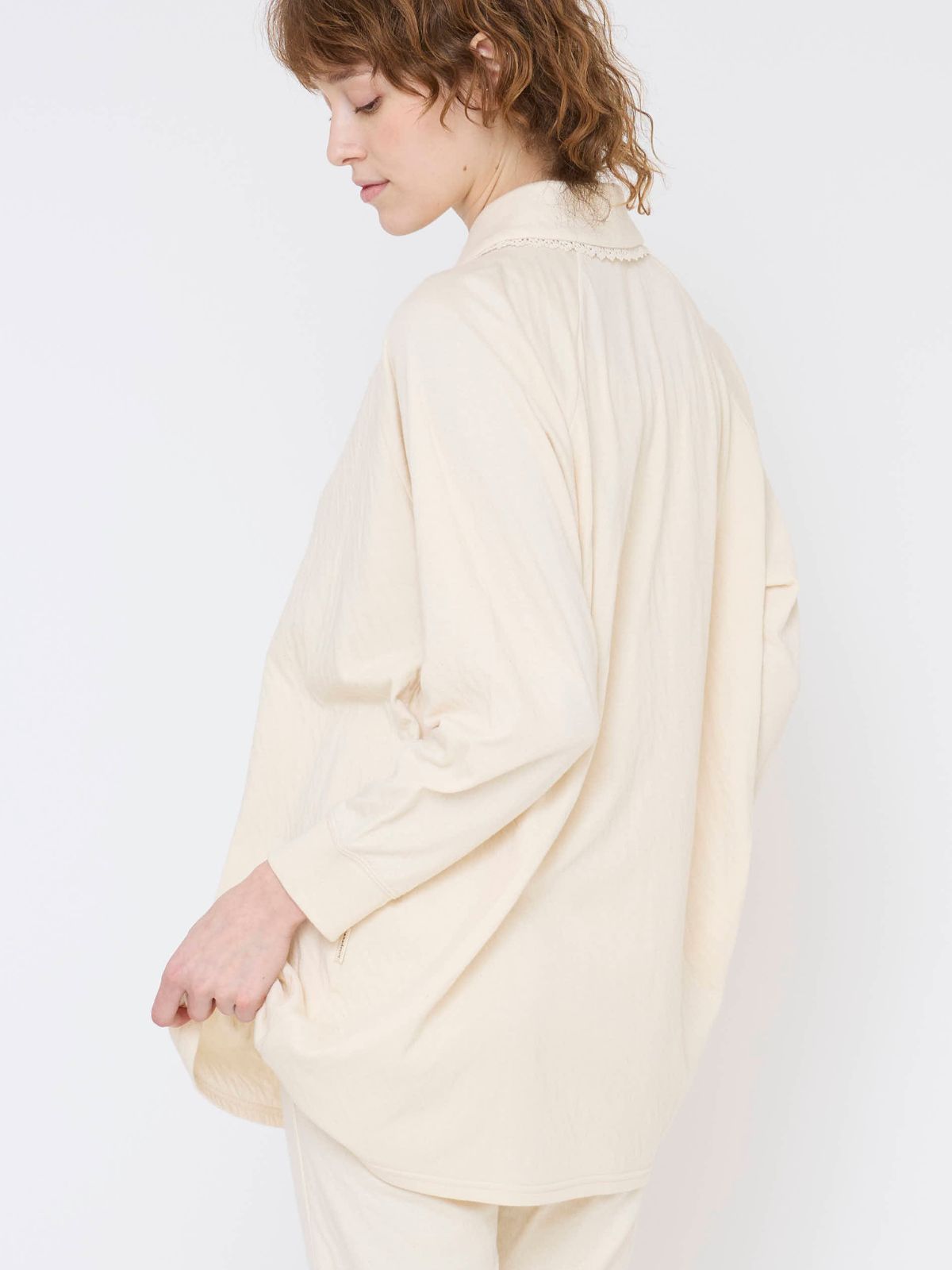 リリー襟付きパジャマトップス ナチュラル