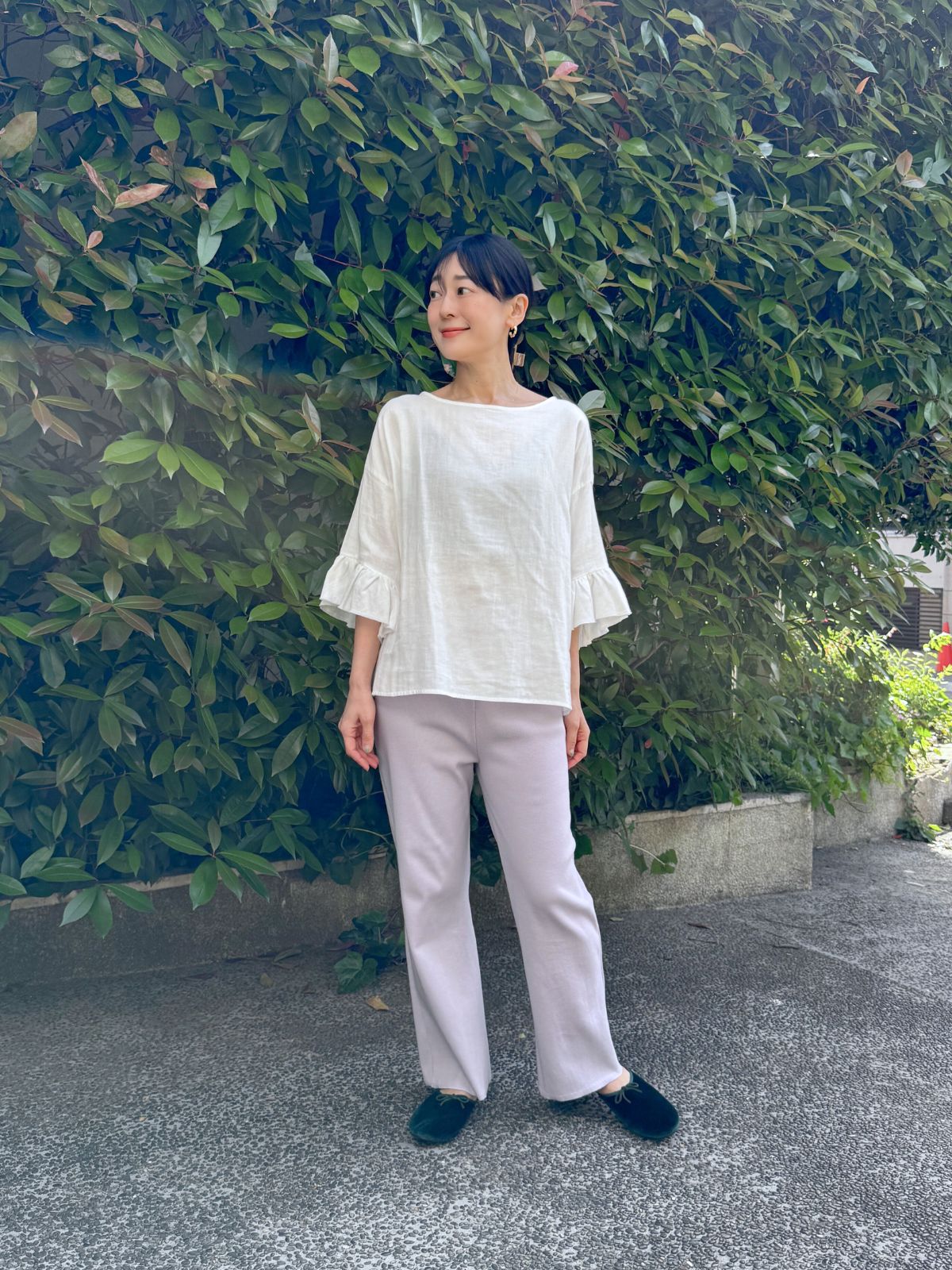 【残りわずか】カラーガーゼローズマリートップス ライトピンク