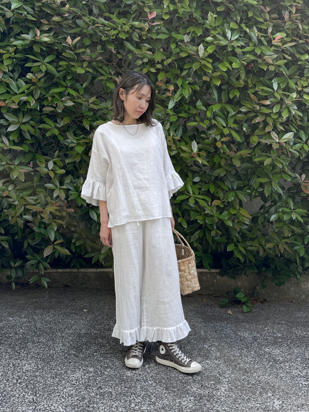 【残りわずか】カラーガーゼローズマリートップス ライトピンク