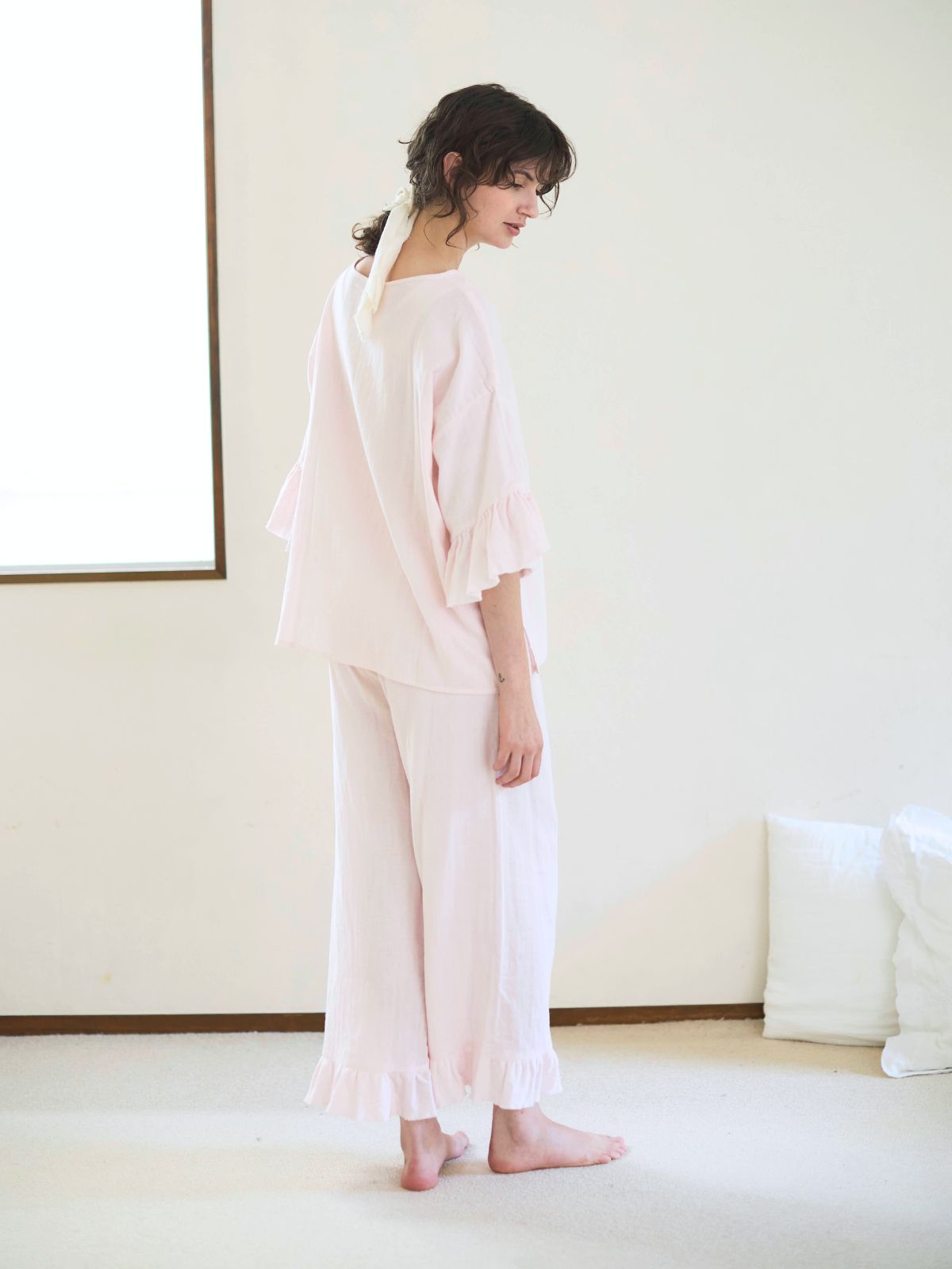 【残りわずか】カラーガーゼローズマリートップス ライトピンク