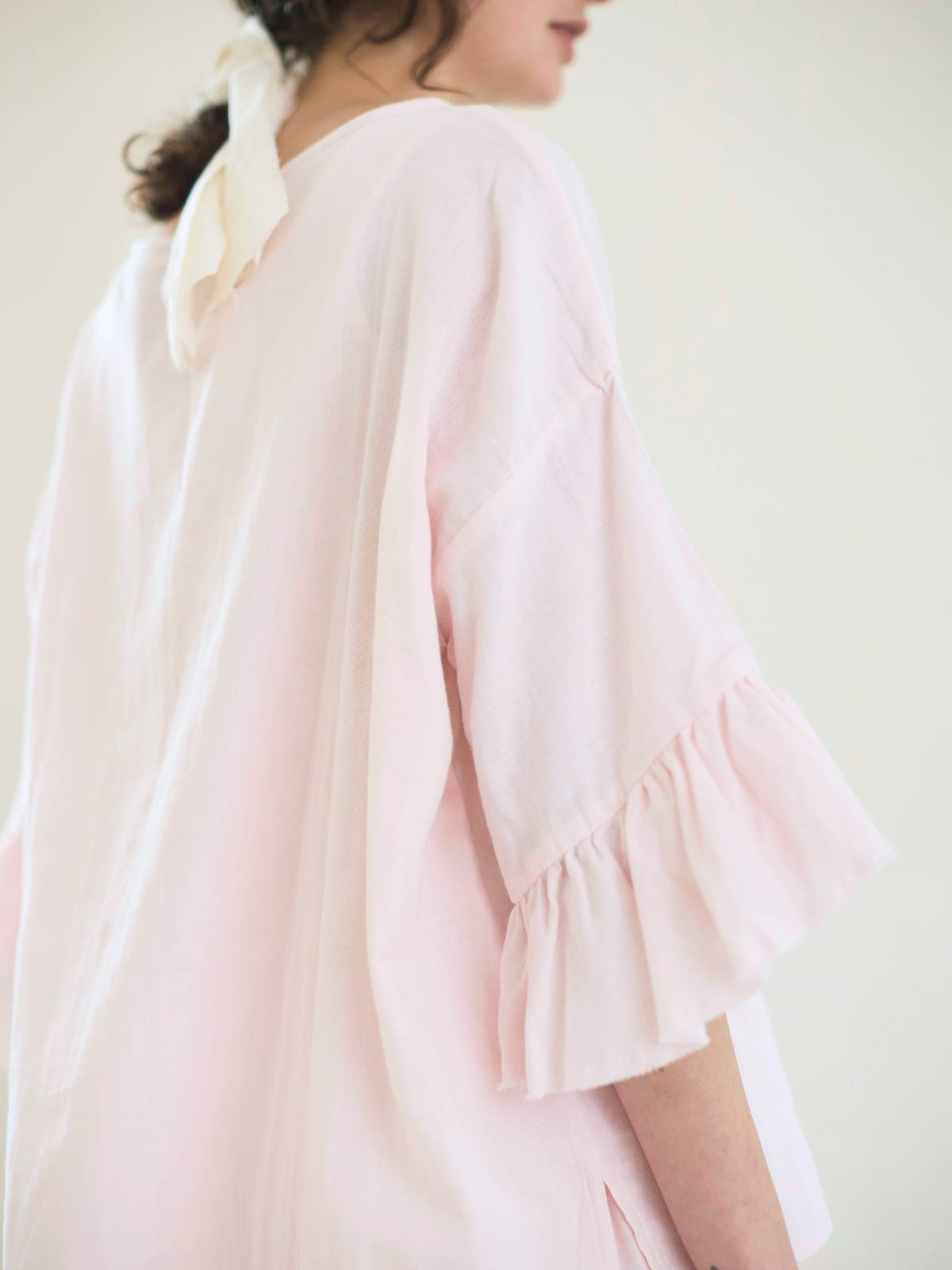 【残りわずか】カラーガーゼローズマリートップス ライトピンク