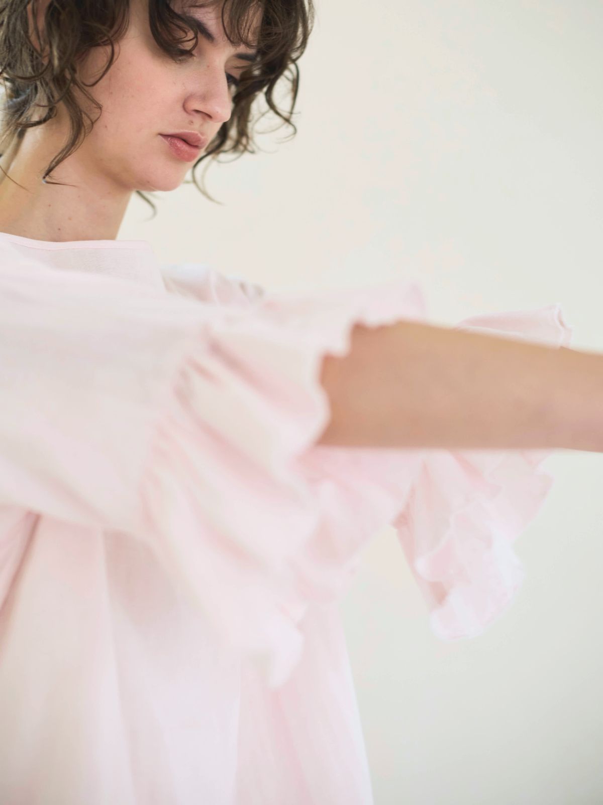 【残りわずか】カラーガーゼローズマリートップス ライトピンク