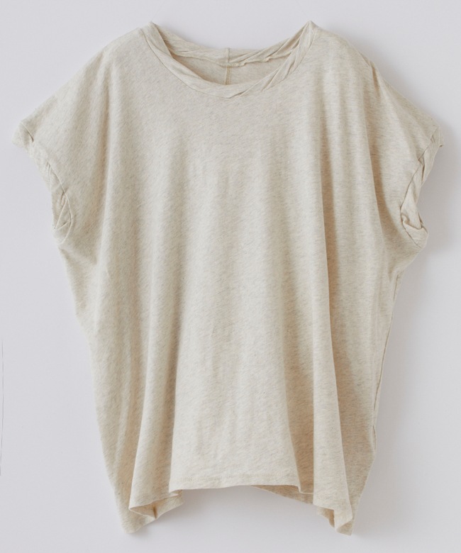 【残りわずか】ファインニットツイストTシャツ　ライトグレー