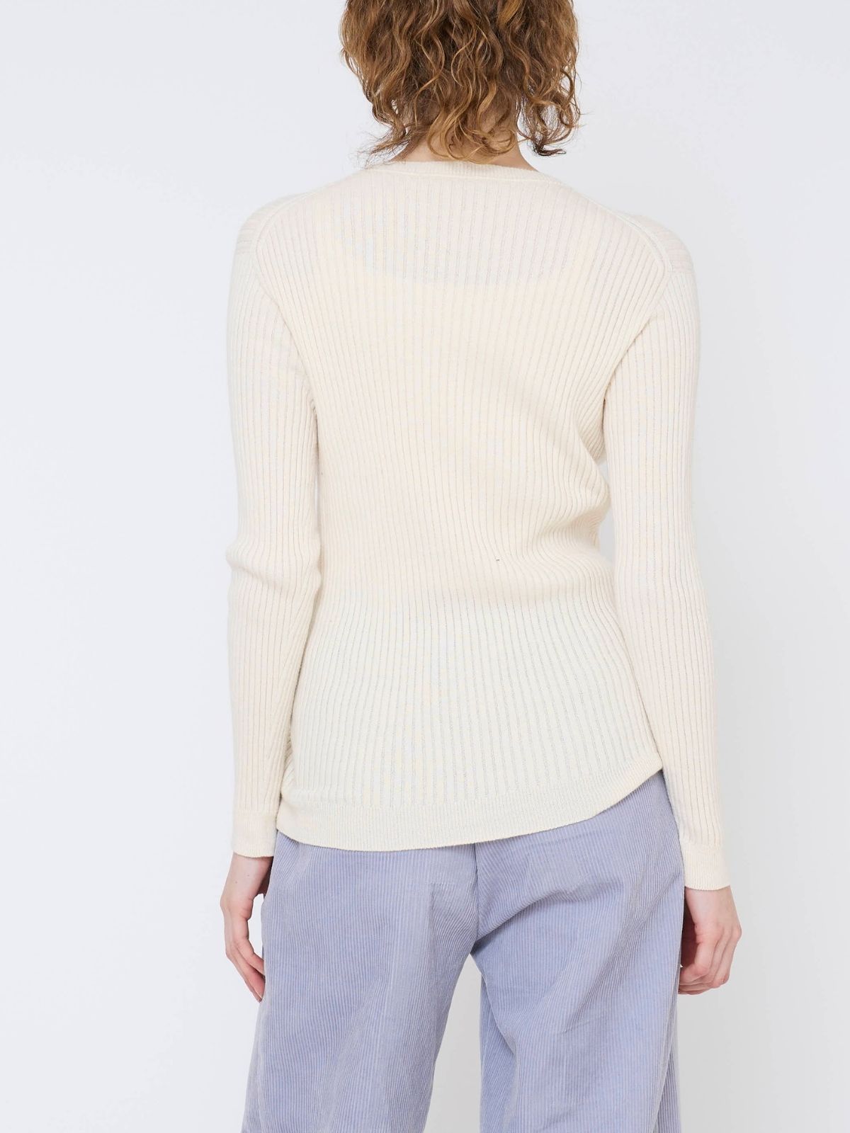 【シリーズ商品2点以上で10%OFF】コットンエアリーリブクルーネックトップス　ナチュラル