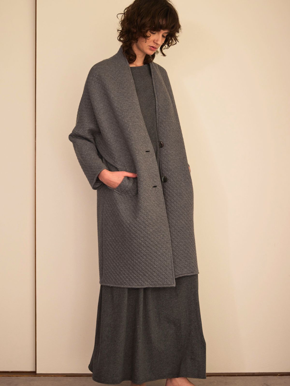 アンティーク キルティングコート ヴィンテージ ガウン フランス