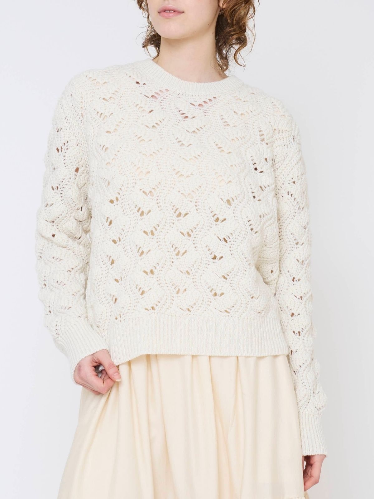 残りわずか】イタリア編み柄ニットプルオーバー ホワイト | すべての