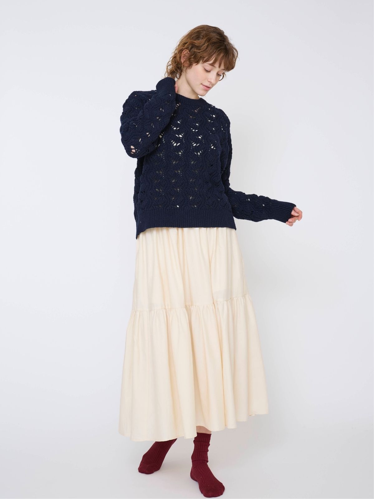 イタリア編み柄ニットプルオーバー ネイビー | すべての商品 | 美しく