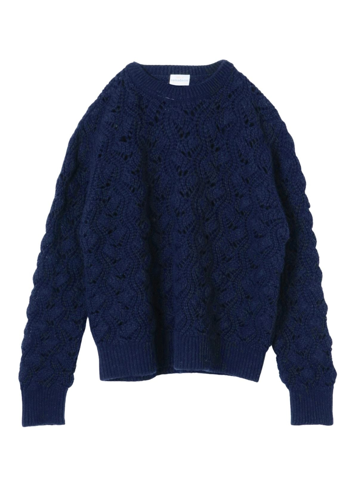 残りわずか】イタリア編み柄ニットプルオーバー ネイビー | すべての