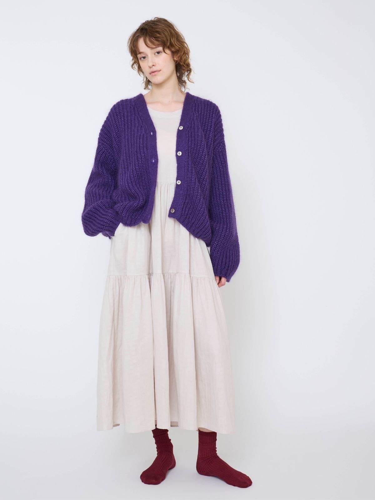 日本製｜シルクモヘヤカーディガン パープル | すべての商品 | 美しく