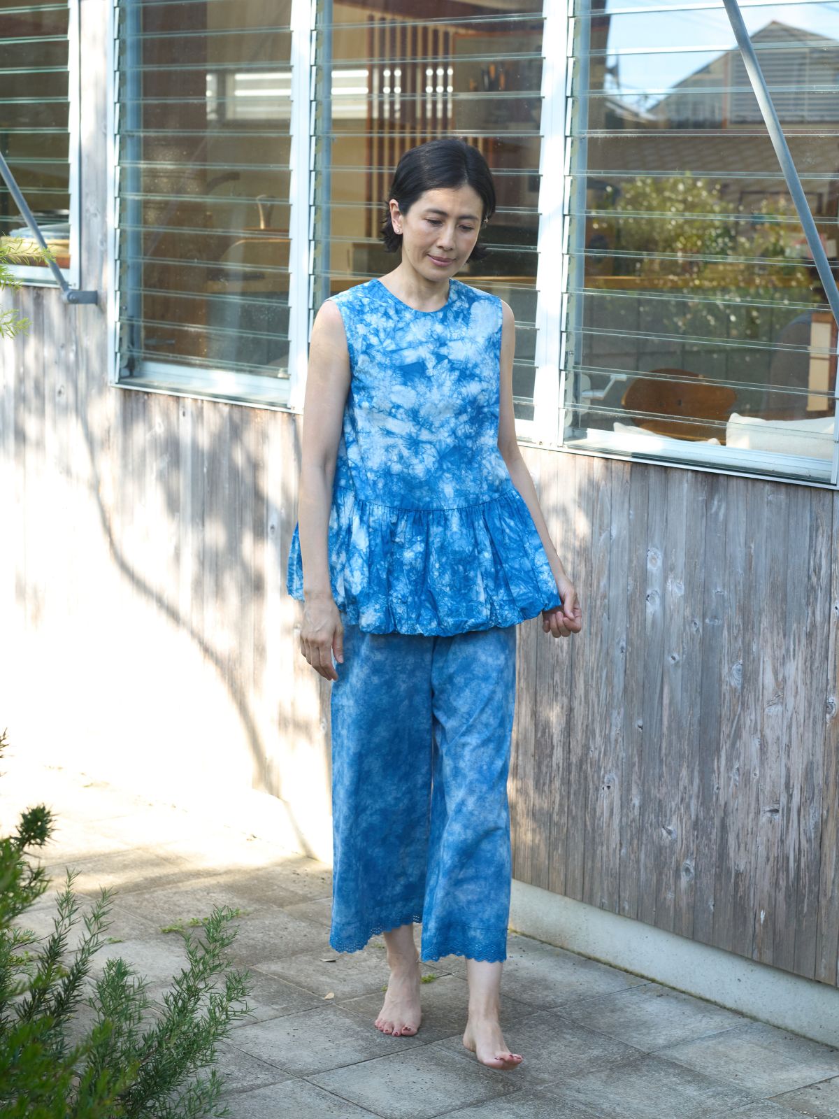 【徳島県の天然藍染め】アリウムバルーンブラウス