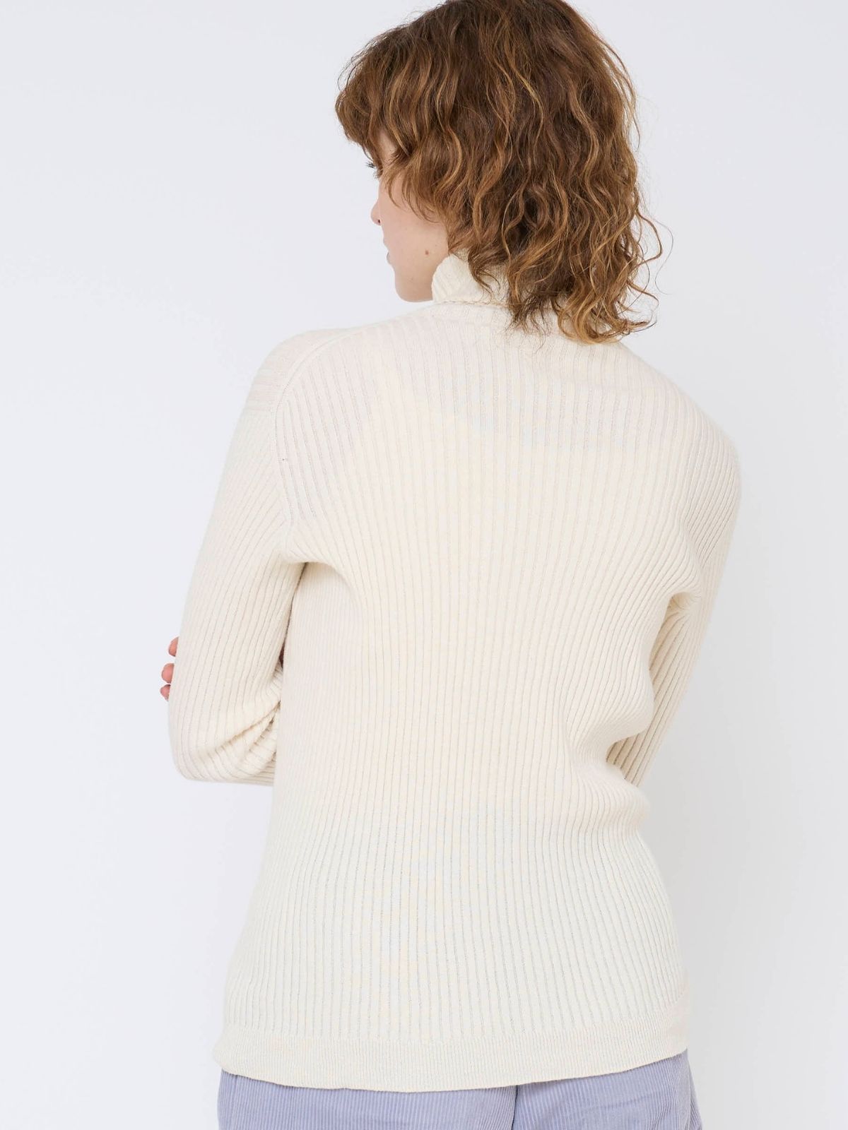 【シリーズ商品2点以上で10%OFF】再入荷｜コットンエアリーリブタートルネックトップス　ナチュラル