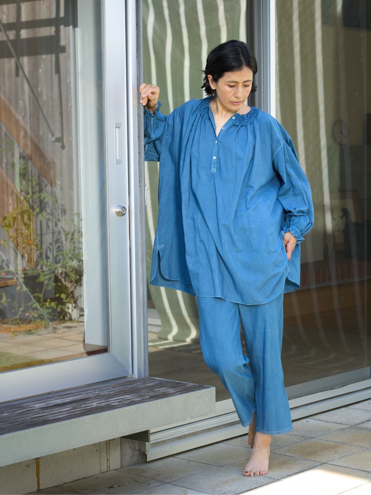 じゅんまま様古布藍染グラデーションサロペットパンツ じゅんまま様古布藍染グラデーションサロペットパンツ じゅんまま様