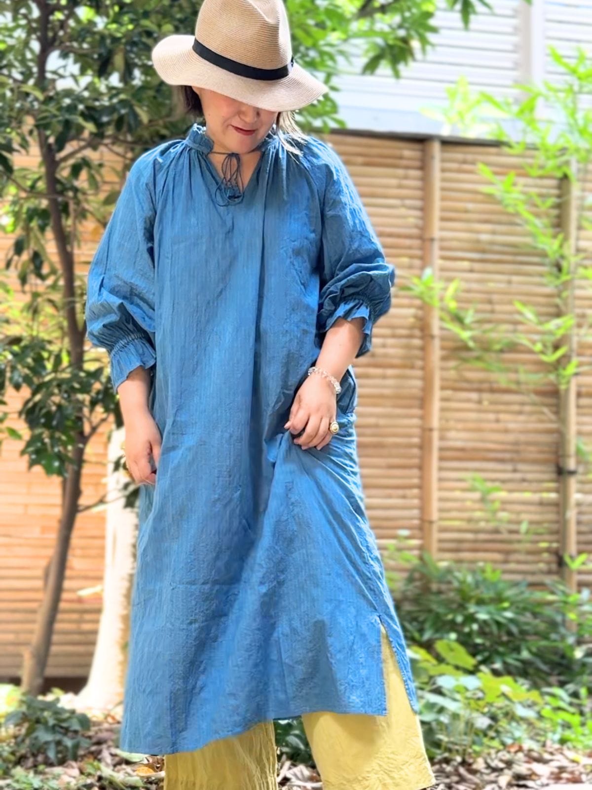 残りわずか(ラスト1点)】天然藍染めのユーカリストライプ