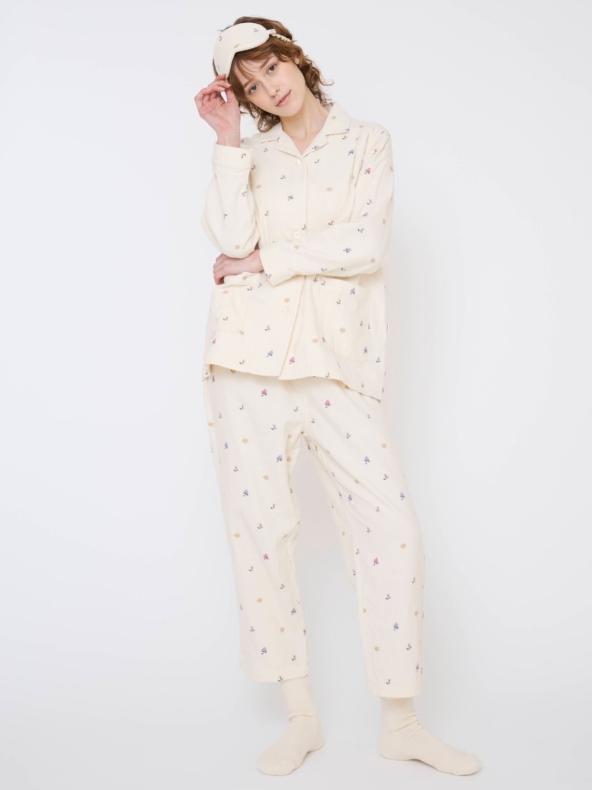 ハンドメイドのアイマスク イングリッシュガーデンネル（普通サイズ）