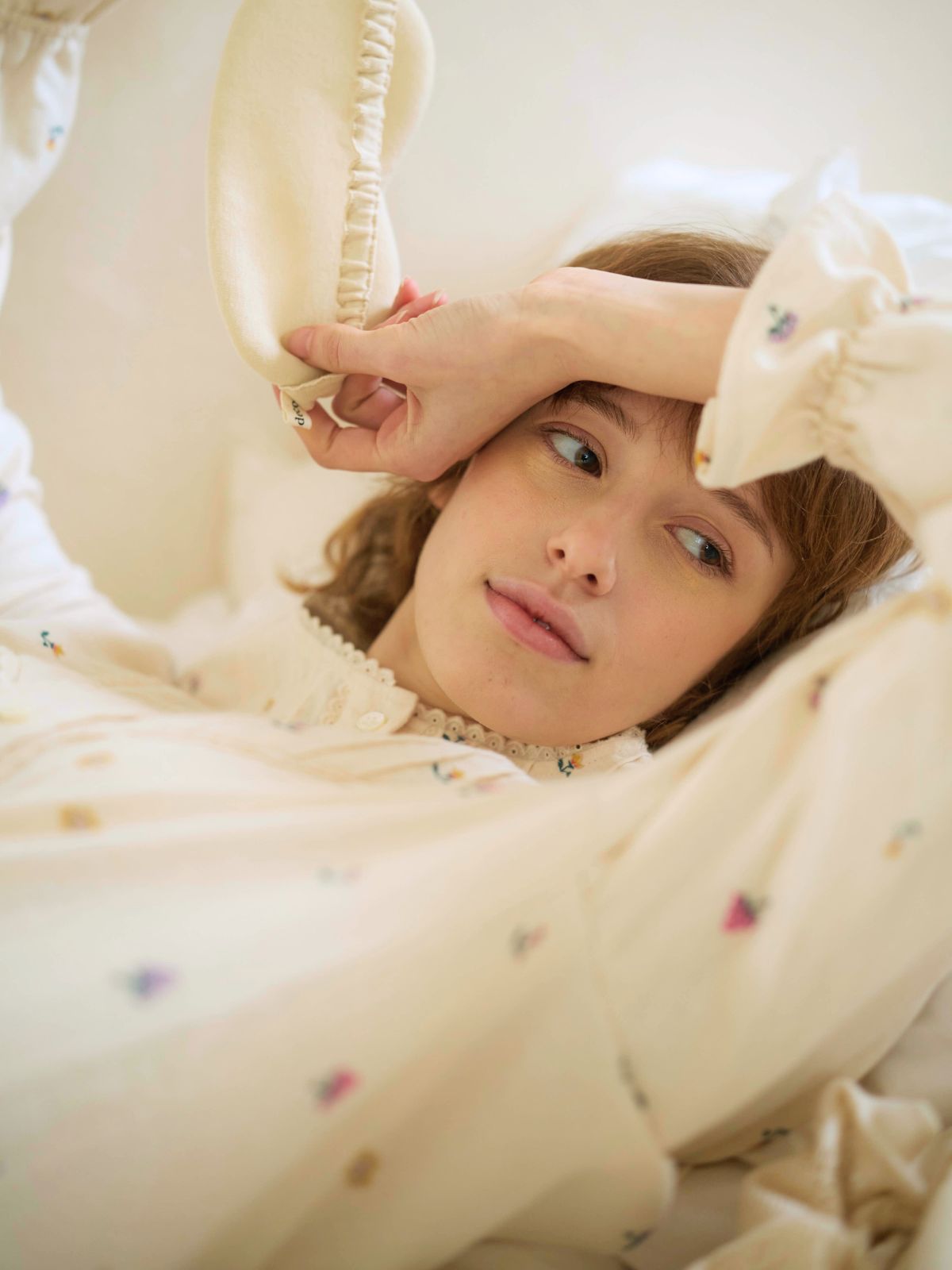 ハンドメイドのアイマスク イングリッシュガーデンネル（普通サイズ）