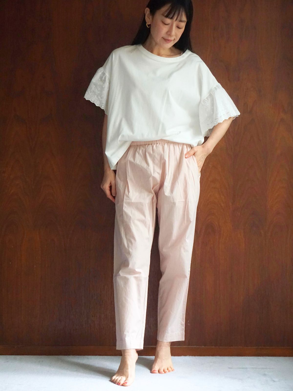 残りわずか】ブロードシャンブレータックパンツ ピンク | すべての商品