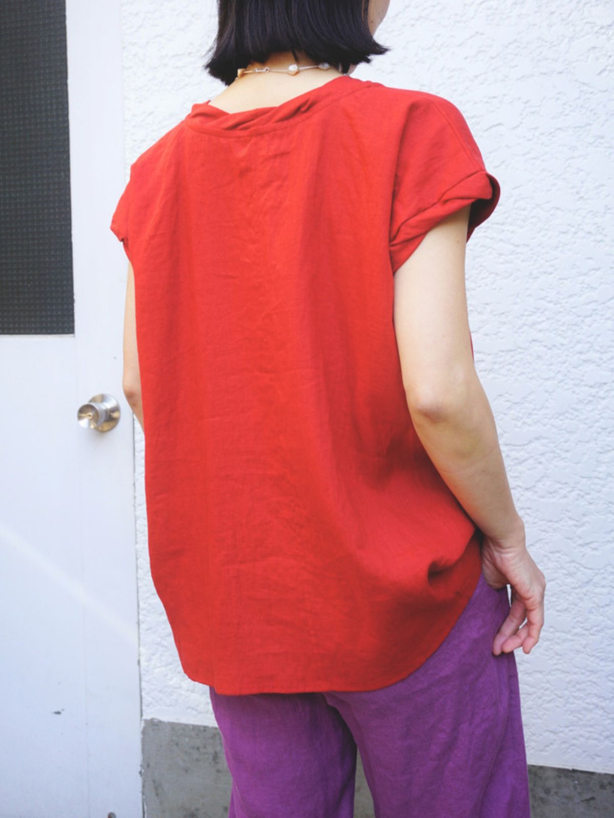 NEW｜リネンツイストブラウス（レッド/パープル） | すべての商品