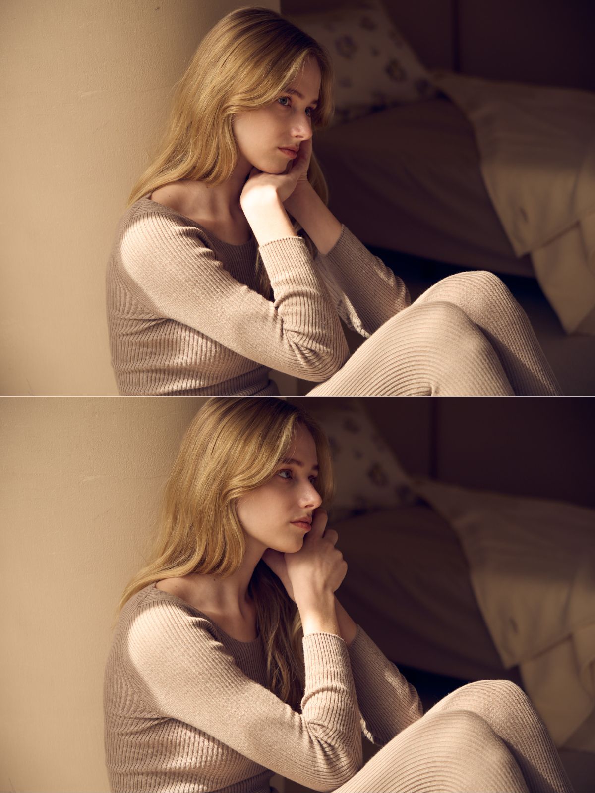 NEW｜シルクエアリートップス ブラウン