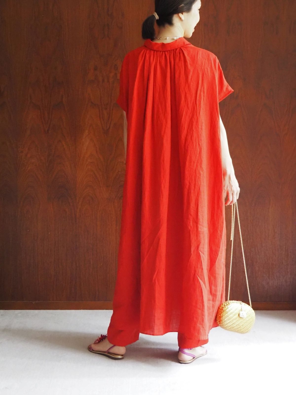NEW｜リネンシャツワンピース（レッド/パープル） | すべての商品